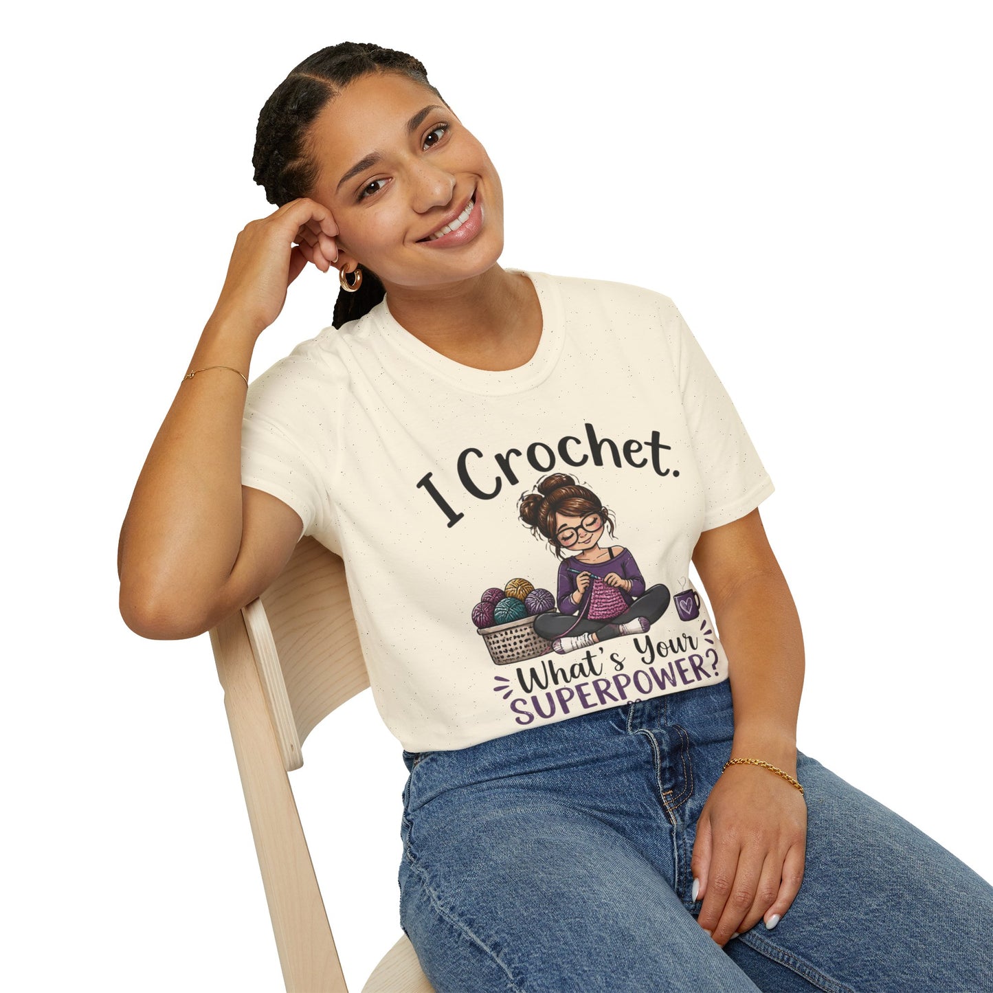 Graphic Tee "I Crochet T-Shirt — What's Your Superpower?" Cute Yarn Lover Tee